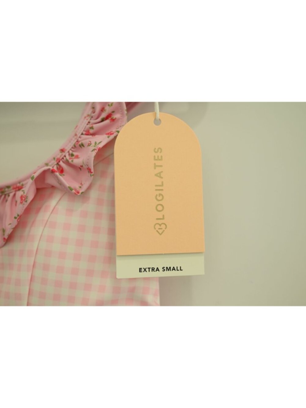 NWT Blogilates Ruffle Lace Up Tank Top XS Pink Gingham Floral Ruffle Tie Front - Picture 4 of 6